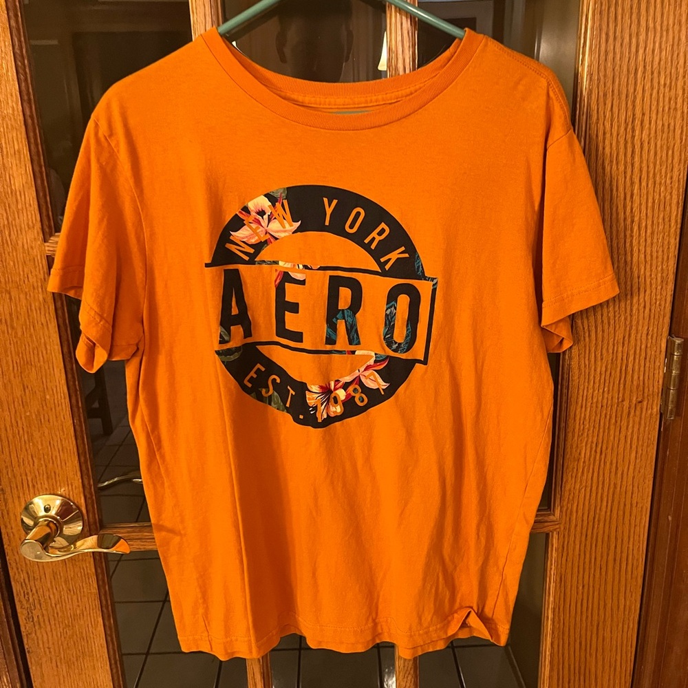 Orange Aeropostale flower-print shirt